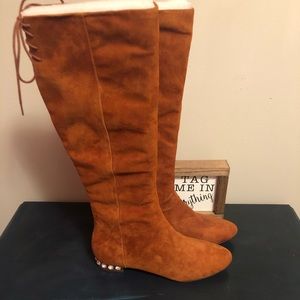New (no box) Paris Hilton Suede Boots Size 8